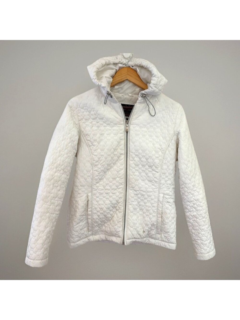 ZeroXposur Womens Lightweight Puffer Jacket Size S White Hooded Full Zip Outdoor